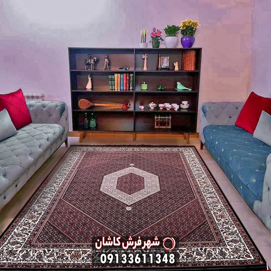 فرش دستبافت گونه طرح بیجار سرمه ای 700 شانه