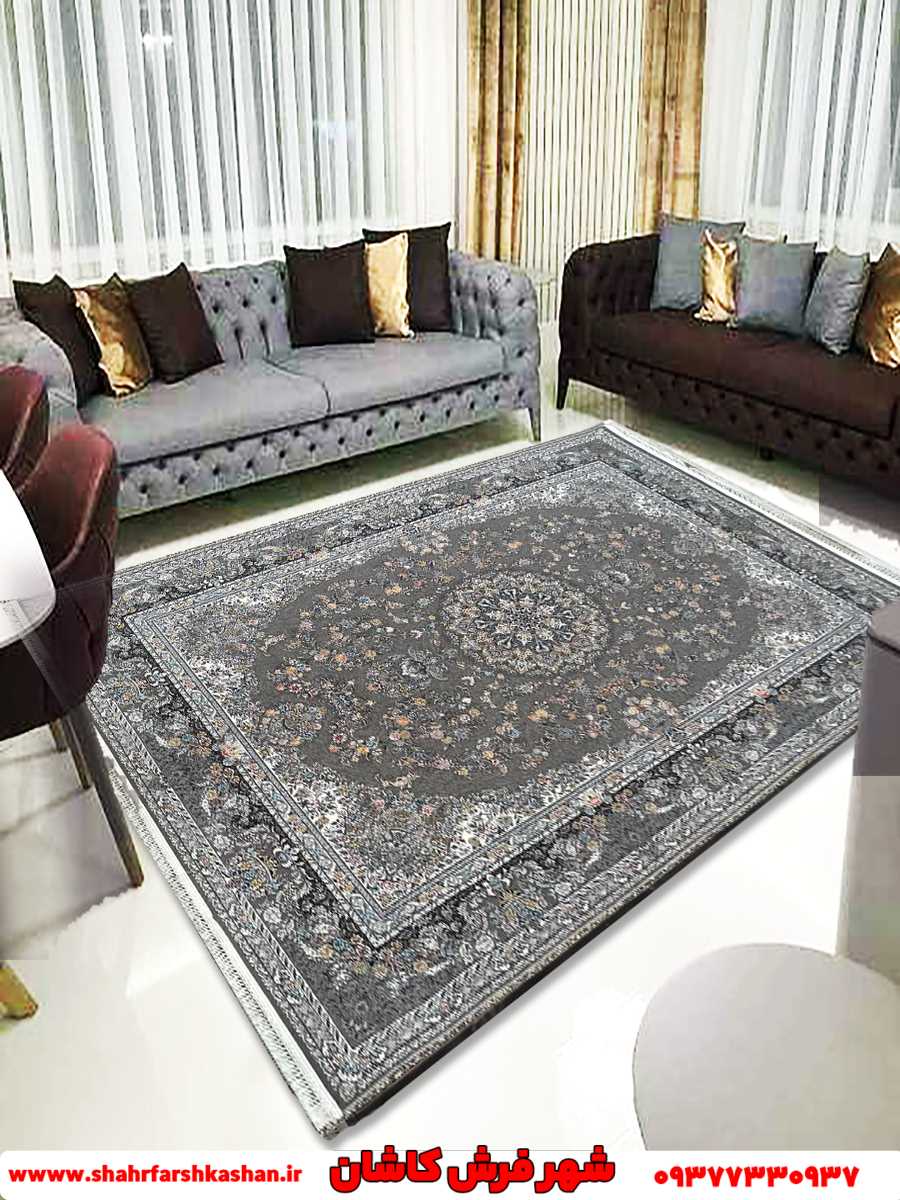 فرش 1200 شانه کاشان نقشه پردیس نقره ای