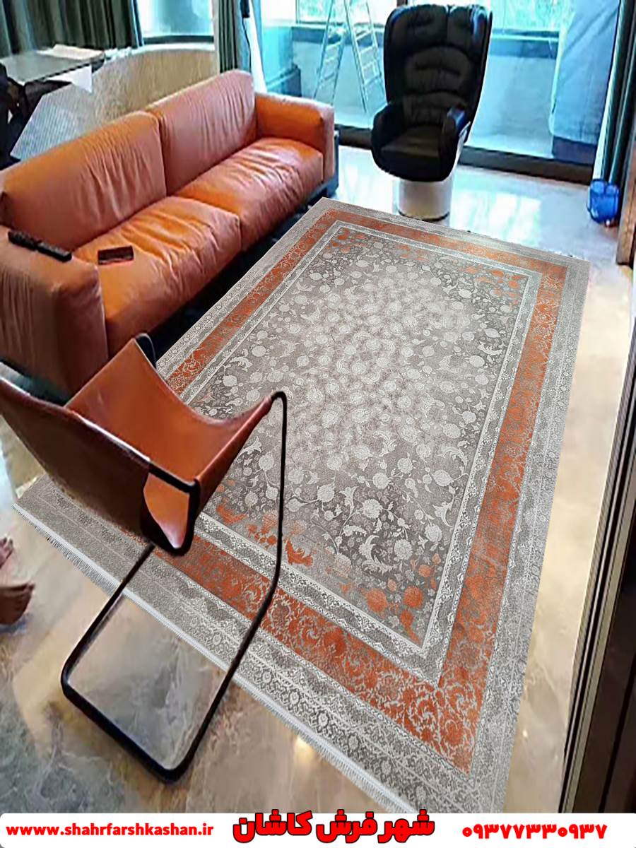 نقشه ملانیا افشان طوسی نارنجی 1200 شانه