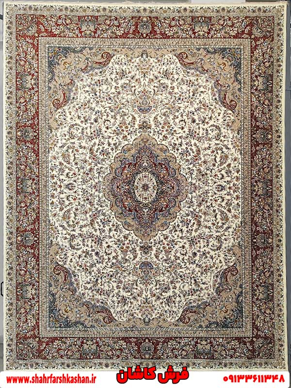 فرش 1500 شانه دستباف گونه بوم کرم طرح آتریسا