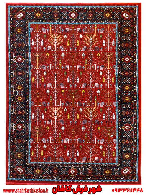 فرش لاکی دستباف‌ گونه 700 شانه طرح بنیتا