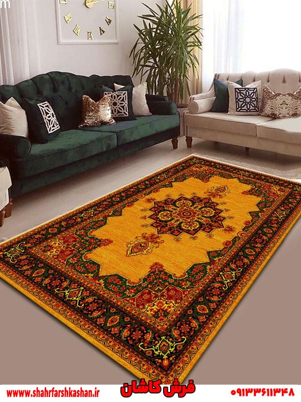 قالیچه سنتی عسلی 700 شانه اکرولیک کد 717