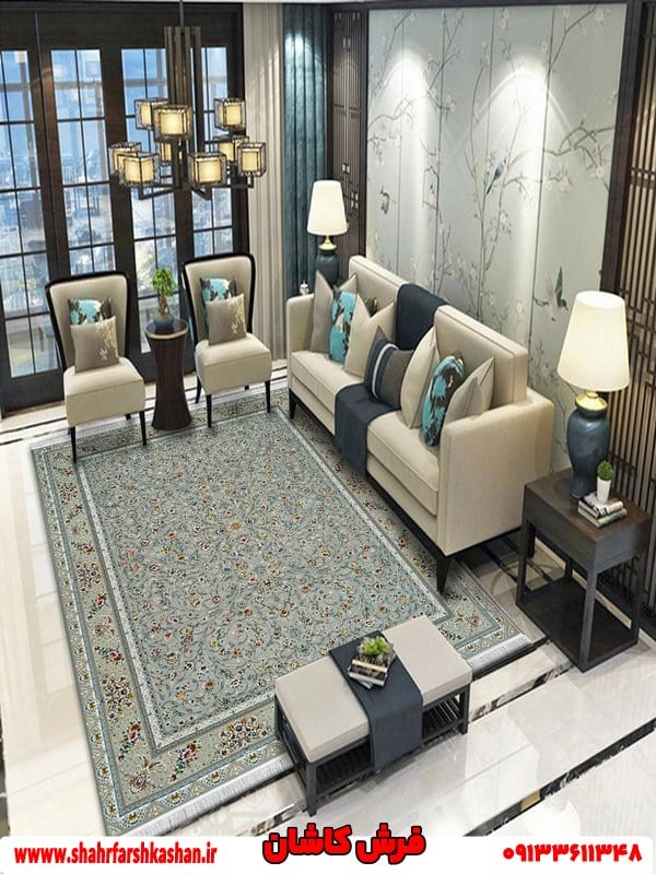 قالی 1200 شانه طوسی طرح سروناز