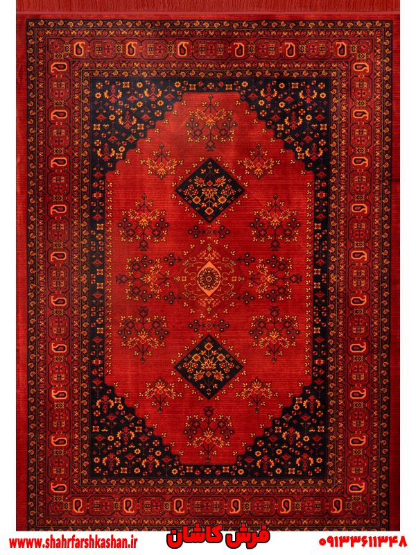 قالیچه بلوچی قرمز ماشینی 700 شانه طرح ستین